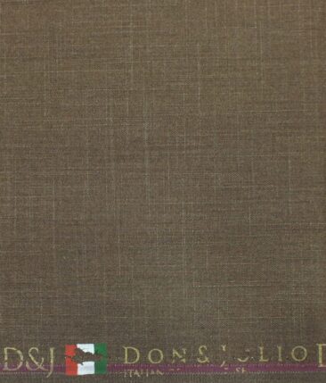 Don & Julio (D&J) Coffee Brown Self Design Terry Rayon Three Piece Suit Fabric (Unstitched - 3.75 Mtr)