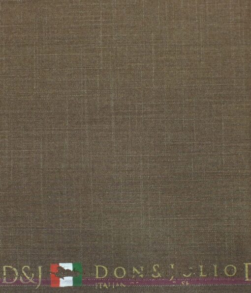 Don & Julio (D&J) Coffee Brown Self Design Terry Rayon Three Piece Suit Fabric (Unstitched - 3.75 Mtr)