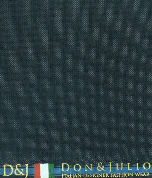 Don & Julio (D&J) Dark Cyan Blue Terry Rayon Self Stripes Three Piece Suit Fabric (Unstitched - 3.75 Mtr)