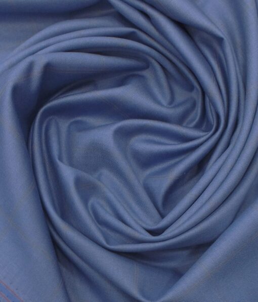 Fashion Flair Dark SkyBlue Broad Checks Terry Rayon Premium Three Piece Suit Fabric (Unstitched - 3.75 Mtr)