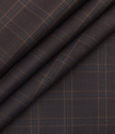 Fashion Flair Dark Wine Checks Terry Rayon Premium Three Piece Suit Fabric (Unstitched - 3.75 Mtr)
