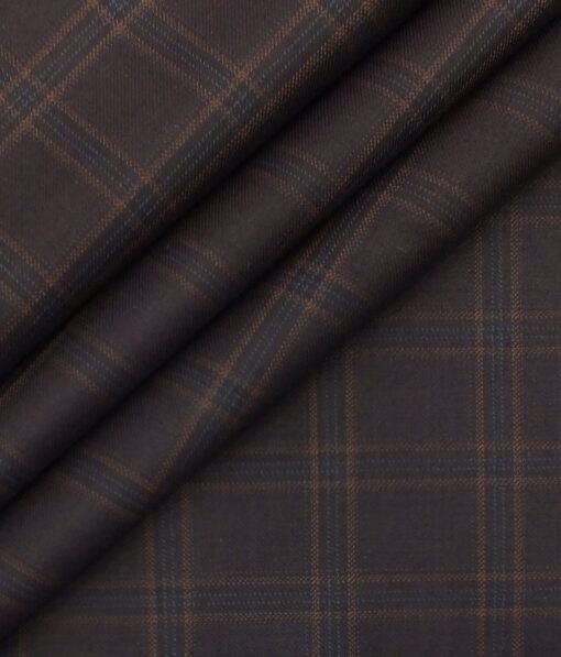 Fashion Flair Dark Wine Checks Terry Rayon Premium Three Piece Suit Fabric (Unstitched - 3.75 Mtr)