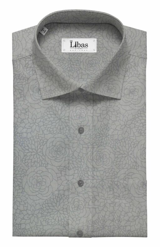 Fabio Rossini Men's Grey 100% Premium Cotton Floral Jacquard Shirt Fabric (1.60 M)