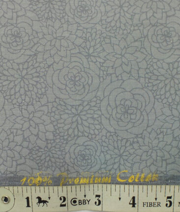 Fabio Rossini Men's Grey 100% Premium Cotton Floral Jacquard Shirt Fabric (1.60 M)