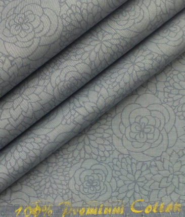 Fabio Rossini Men's Grey 100% Premium Cotton Floral Jacquard Shirt Fabric (1.60 M)