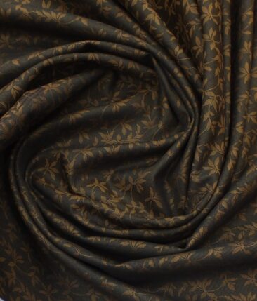 Grado by Grasim Men's Dark Brown 100% Giza Cotton Floral Jacquard Shirt Fabric (1.60 M)