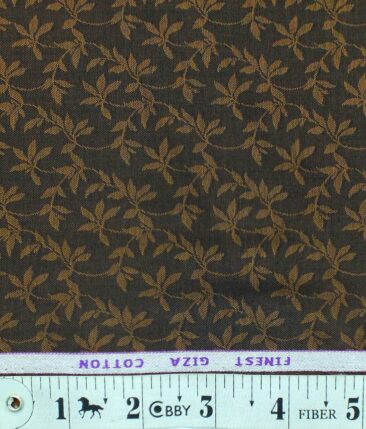 Grado by Grasim Men's Dark Brown 100% Giza Cotton Floral Jacquard Shirt Fabric (1.60 M)