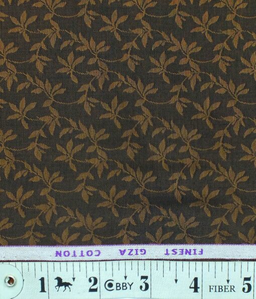 Grado by Grasim Men's Dark Brown 100% Giza Cotton Floral Jacquard Shirt Fabric (1.60 M)