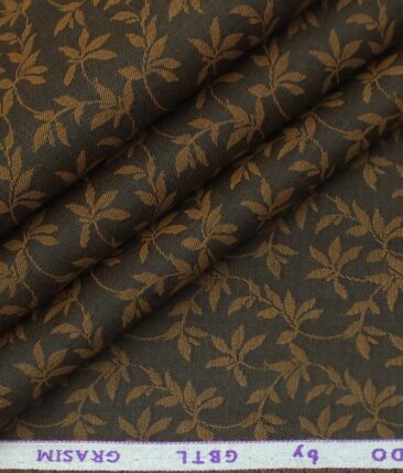 Grado by Grasim Men's Dark Brown 100% Giza Cotton Floral Jacquard Shirt Fabric (1.60 M)