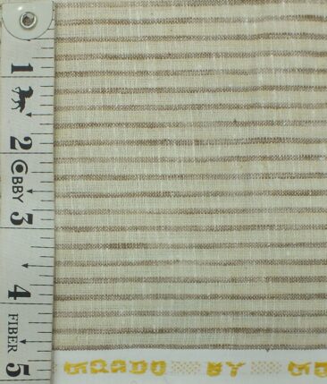 Grado by Grasim Men's Beige Cotton Blend Khadi Look Brown Stripes Shirt Fabric (1.60 M)
