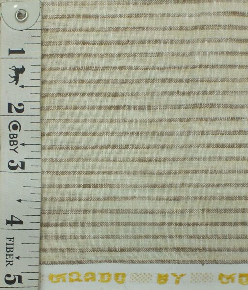 Grado by Grasim Men's Beige Cotton Blend Khadi Look Brown Stripes Shirt Fabric (1.60 M)