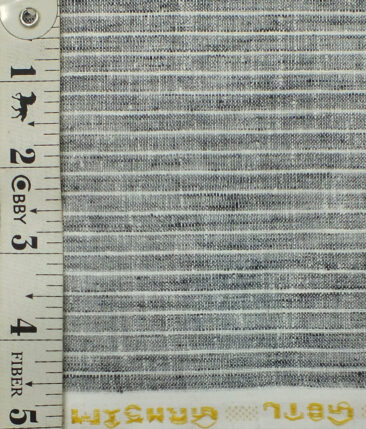 Grado by Grasim Men's Grey Cotton Blend Khadi Look White Stripes Shirt Fabric (1.60 M)