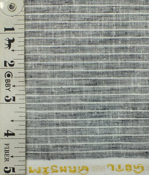 Grado by Grasim Men's Grey Cotton Blend Khadi Look White Stripes Shirt Fabric (1.60 M)