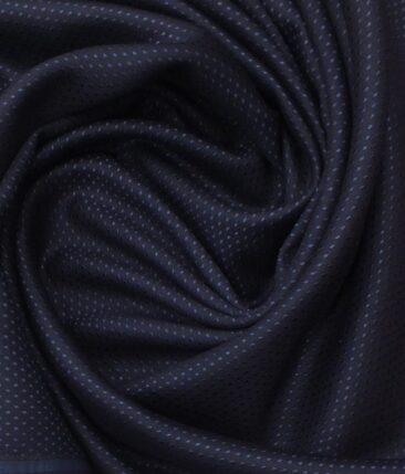 Italian Channel Dark Royal Blue Dobby Structured Terry Rayon Premium Three Piece Suit Fabric (Unstitched - 3.75 Mtr)