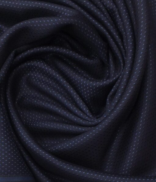 Italian Channel Dark Royal Blue Dobby Structured Terry Rayon Premium Three Piece Suit Fabric (Unstitched - 3.75 Mtr)