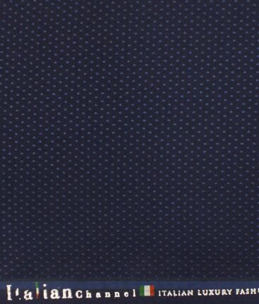 Italian Channel Dark Royal Blue Dobby Structured Terry Rayon Premium Three Piece Suit Fabric (Unstitched - 3.75 Mtr)