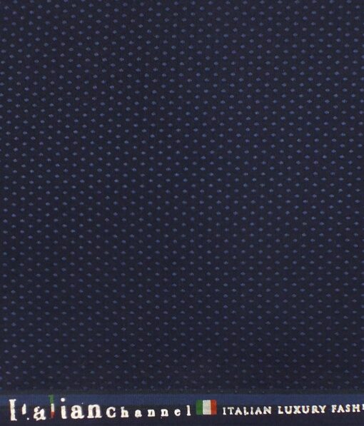 Italian Channel Dark Royal Blue Dobby Structured Terry Rayon Premium Three Piece Suit Fabric (Unstitched - 3.75 Mtr)