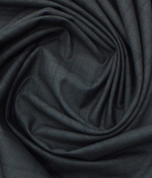 Italian Channel Dark Grey Self Checks Terry Rayon Premium Three Piece Suit Fabric (Unstitched - 3.75 Mtr)