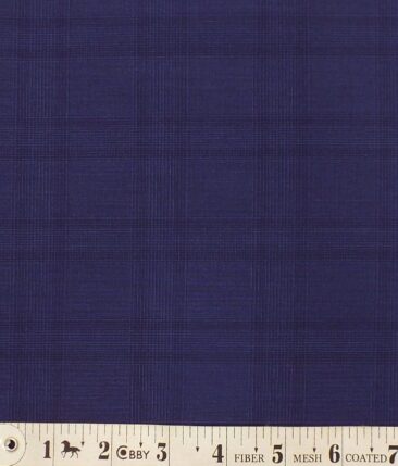Italian Channel Dark Royal Blue Self Checks Terry Rayon Premium Three Piece Suit Fabric (Unstitched - 3.75 Mtr)