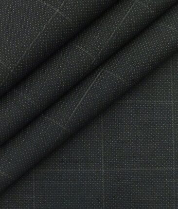 Italian Channel Black Structured Cum Self Checks Terry Rayon Premium Three Piece Suit Fabric (Unstitched - 3.75 Mtr