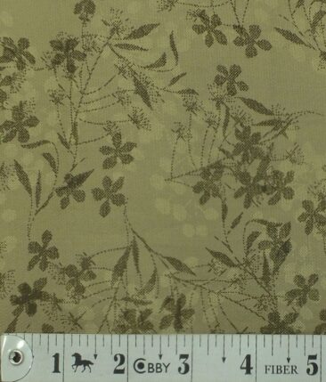 Monza Men's Medium Brown 100% Premium Cotton Floral Printed Shirt Fabric (1.60 M)