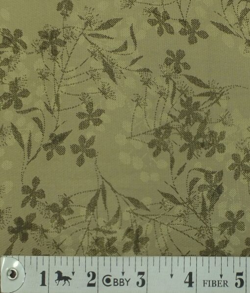Monza Men's Medium Brown 100% Premium Cotton Floral Printed Shirt Fabric (1.60 M)