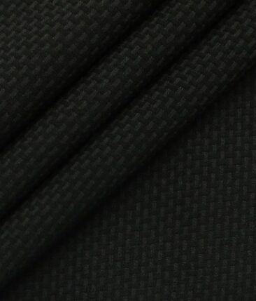 Mark & Peanni Black Thread Weave Structure Terry Rayon Premium Three Piece Suit Fabric (Unstitched - 3.75 Mtr)