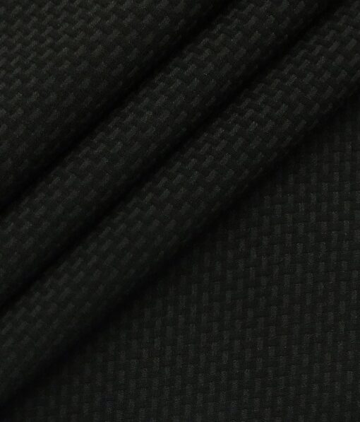 Mark & Peanni Black Thread Weave Structure Terry Rayon Premium Three Piece Suit Fabric (Unstitched - 3.75 Mtr)