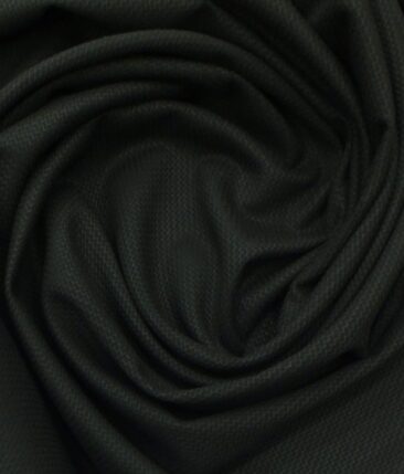 Mark & Peanni Black Structured Weave Terry Rayon Premium Three Piece Suit Fabric (Unstitched - 3.75 Mtr)