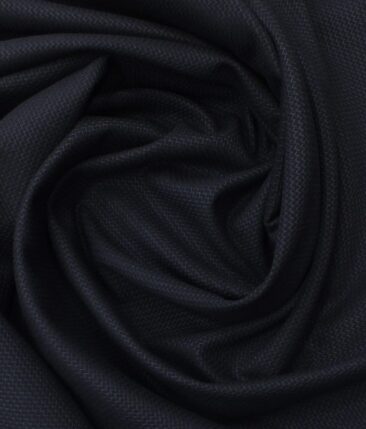 Mark & Peanni Dark Royal Blue Structured Weave Terry Rayon Premium Three Piece Suit Fabric (Unstitched - 3.75 Mtr)