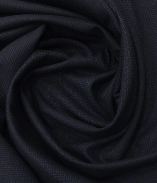 Mark & Peanni Dark Royal Blue Structured Weave Terry Rayon Premium Three Piece Suit Fabric (Unstitched - 3.75 Mtr)