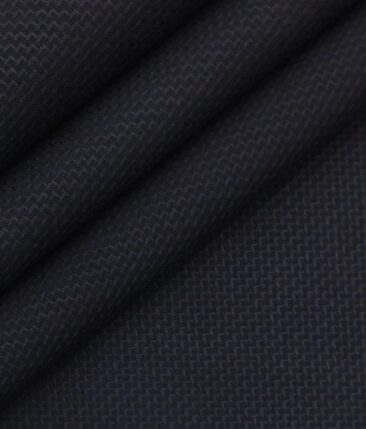 Mark & Peanni Dark Royal Blue Structured Weave Terry Rayon Premium Three Piece Suit Fabric (Unstitched - 3.75 Mtr)