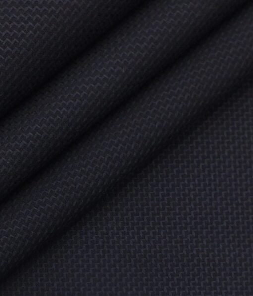 Mark & Peanni Dark Royal Blue Structured Weave Terry Rayon Premium Three Piece Suit Fabric (Unstitched - 3.75 Mtr)