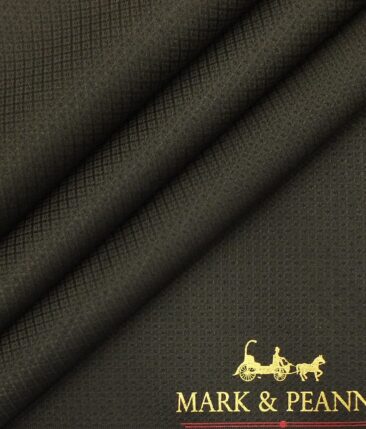 Mark & Peanni Dark Carob Brown Structured Terry Rayon Premium Three Piece Suit Fabric (Unstitched - 3.75 Mtr)