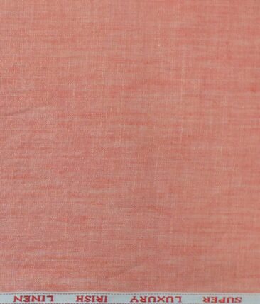 Nemesis Peach 100% Super Luxury Irish Linen Self Design Bandh Gala or Blazer Fabric (2.00 M)