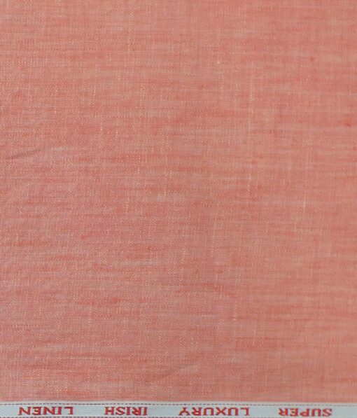 Nemesis Peach 100% Super Luxury Irish Linen Self Design Bandh Gala or Blazer Fabric (2.00 M)
