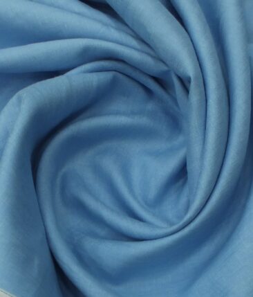 Nemesis Sky Blue 100% Super Luxury Irish Linen Self Design Bandh Gala or Blazer Fabric (2.00 M)