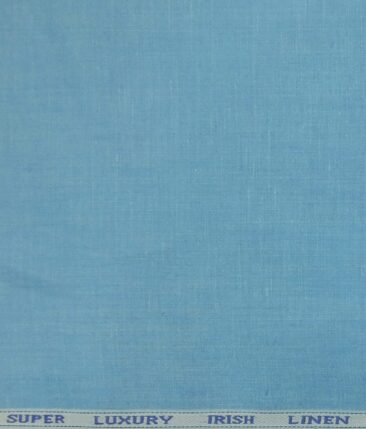 Nemesis Sky Blue 100% Super Luxury Irish Linen Self Design Bandh Gala or Blazer Fabric (2.00 M)