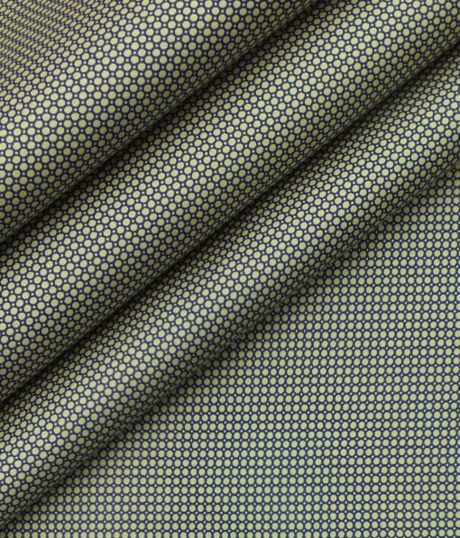 Nemesis Men's Light Brown 100% Egyptian Giza Cotton Blue Circle Print Shirt Fabric (1.60 M)