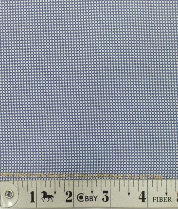 Nemesis Men's White 100% Egyptian Giza Cotton Blue Circle Print Shirt Fabric (1.60 M)