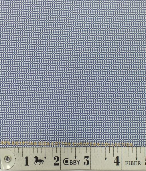 Nemesis Men's White 100% Egyptian Giza Cotton Blue Circle Print Shirt Fabric (1.60 M)