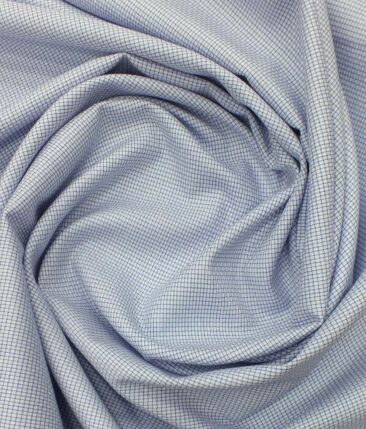 Nemesis Men's White 100% Egyptian Giza Cotton Blue Thread Weave Design Shirt Fabric (1.60 M)