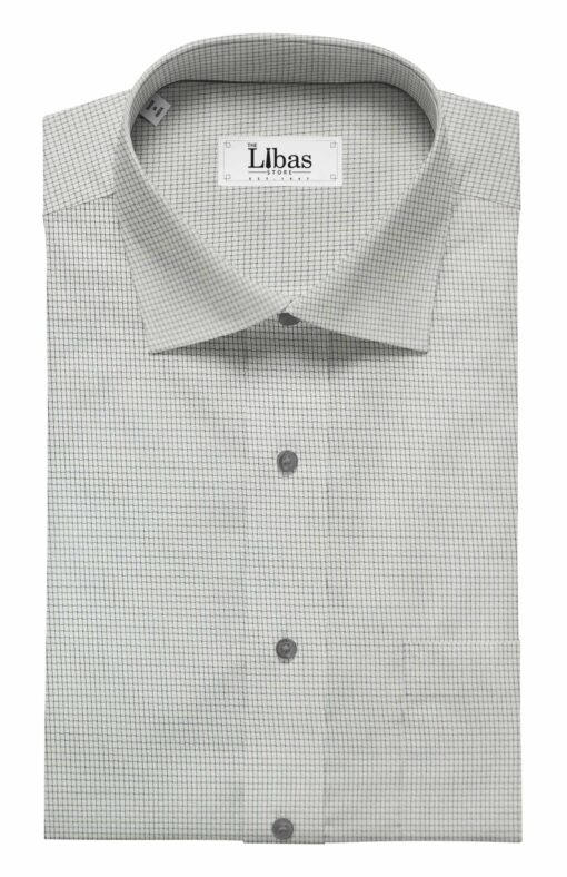 Nemesis Men's White 100% Egyptian Giza Cotton Grey Thread Weave Design Shirt Fabric (1.60 M)