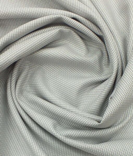 Nemesis Men's White 100% Egyptian Giza Cotton Grey Thread Weave Design Shirt Fabric (1.60 M)
