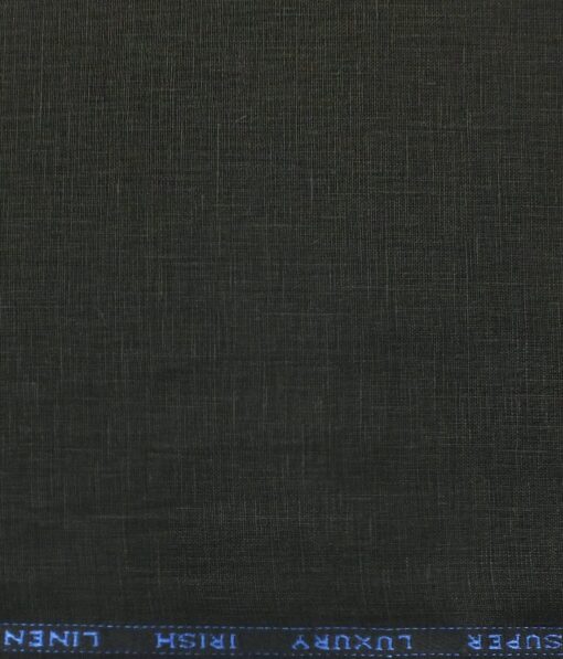 Nemesis Jet Black 100% Super Luxury Irish Linen Self Design Trouser Fabric (1.30 M)
