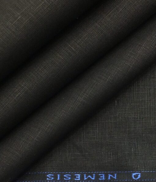 Nemesis Jet Black 100% Super Luxury Irish Linen Self Design Trouser Fabric (1.30 M)