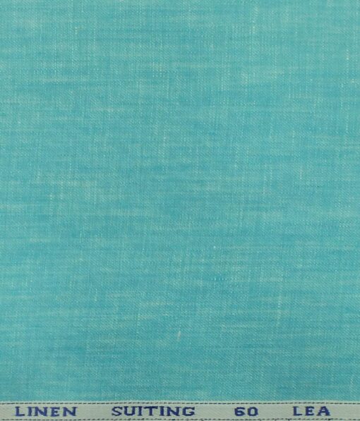 Solino Arctic Blue 100% Linen 60 Linen Self Design Bandh Gala or Blazer Fabric (2.00 M)