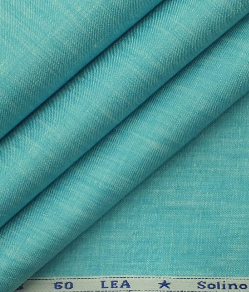 Solino Arctic Blue 100% Linen 60 Linen Self Design Bandh Gala or Blazer Fabric (2.00 M)