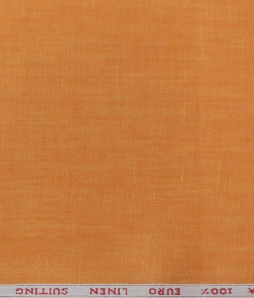 Solino Bright Orange 100% Euro Linen 60 LEA Self Design Two Piece Suit Fabric (3.00 M)