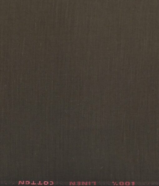Solino Cedar Brown 50% Cotton 50% Linen Self Trouser Fabric (Unstitched - 1.30 Mtr)